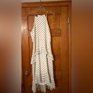 Lulu's White Dress with Green Polka Dots